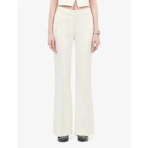 NWT The Kooples Flared-Leg High-Rise Trousers EU 40 US 8 Ecru Cream Preppy